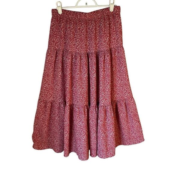 Pink Floral Three Tier Maxi Skirt, Small. Ultra feminine - Picture 2 of 9